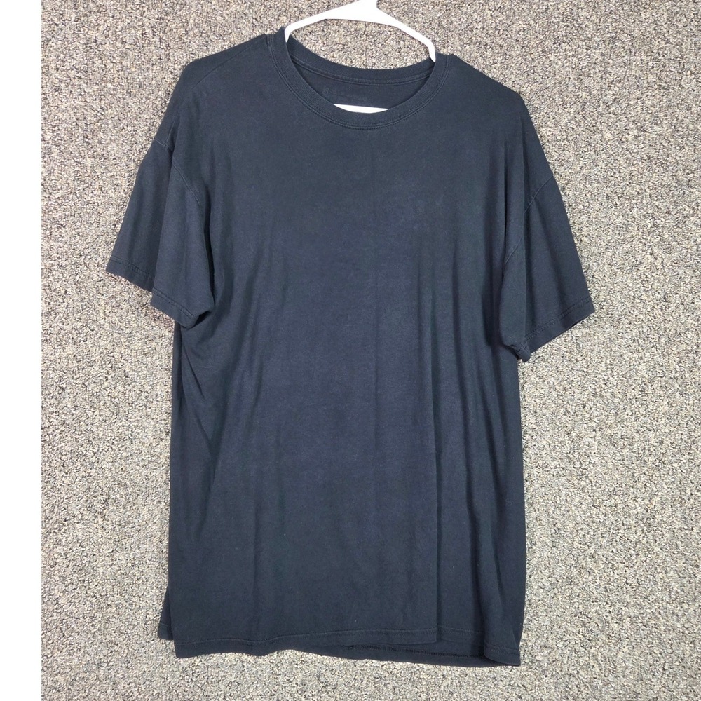 Hanes T-Shirt Mens XL Black Short Sleeve Crewneck Cotton Blend Basic Tee